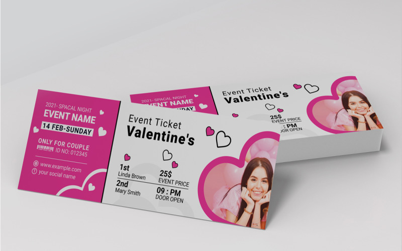 Valentines Event Ticket template Corporate Identity