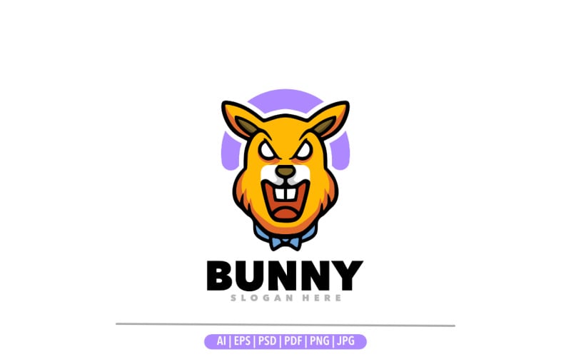 Bunny head aggressive mascot logo design Logo Template