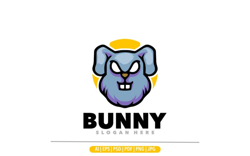 Bunny head angry mascot angry logo design Logo Template
