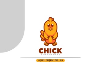 Cute chick mascot cartoon logo illustration design
