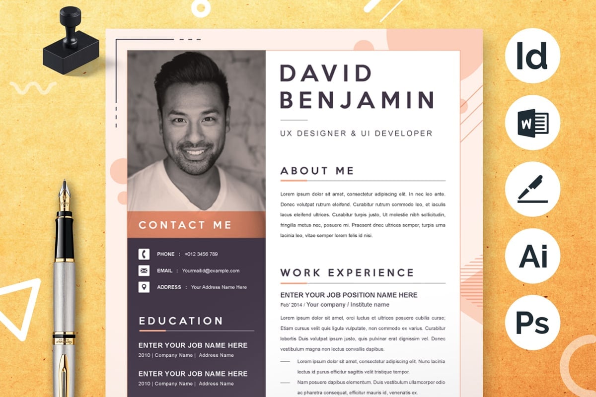 Template #374407 Page Resume Webdesign Template - Logo template Preview