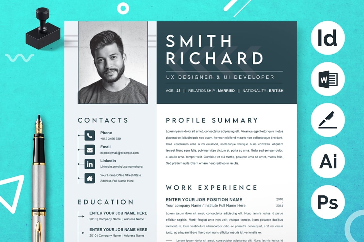 Template #374409 Page Resume Webdesign Template - Logo template Preview
