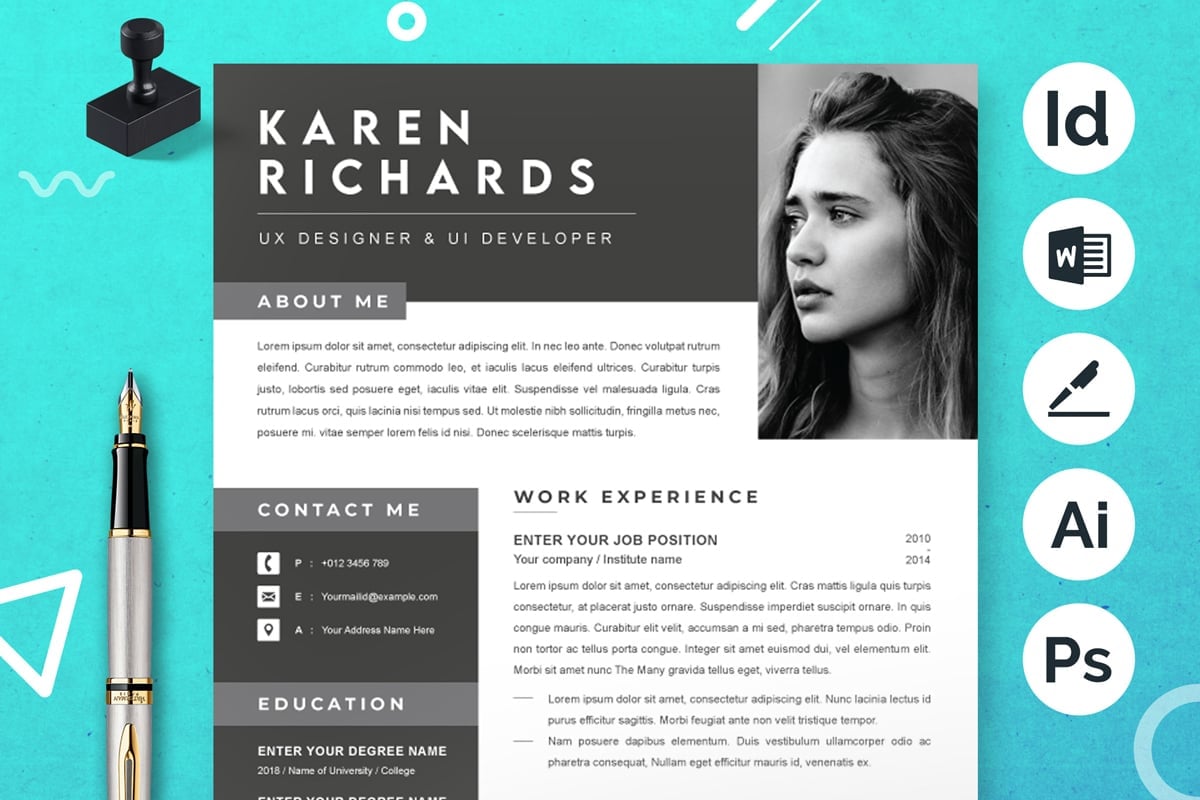 Template #374423 Page Resume Webdesign Template - Logo template Preview
