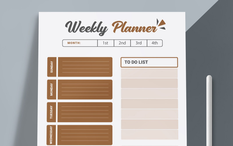 Modern Weekly Planner Template Corporate Identity