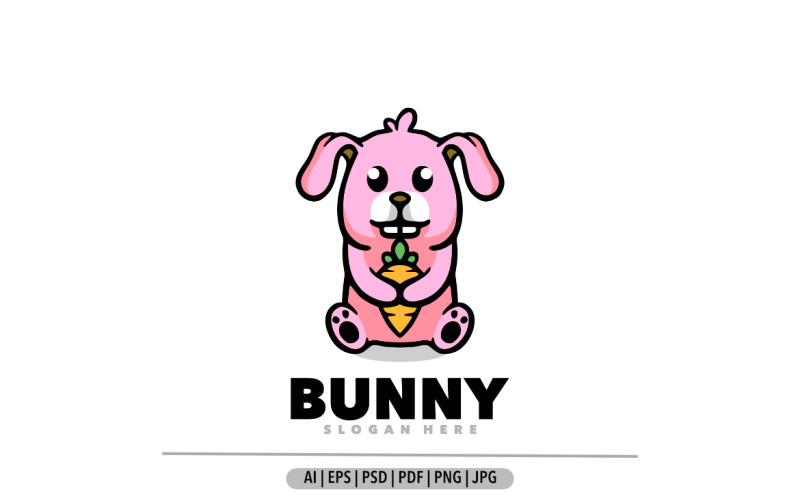 Bunny mascot cartoon design logo illustration Logo Template