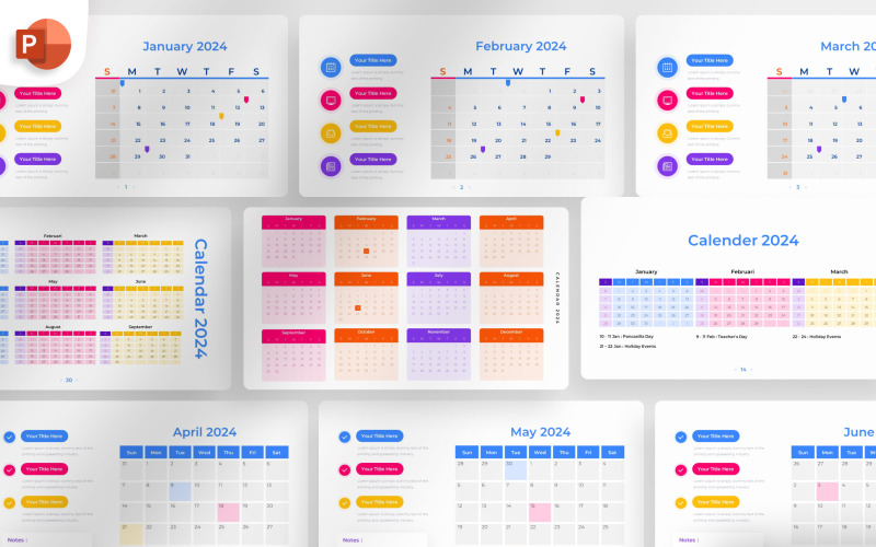 2024 Calendar PowerPoint Infographic Template PowerPoint Template