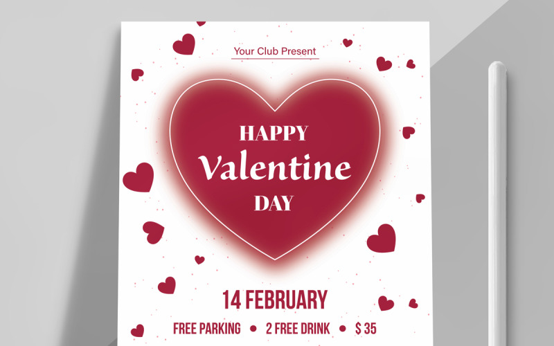 Happy Valentines Day Party Flyer Template. Corporate Identity