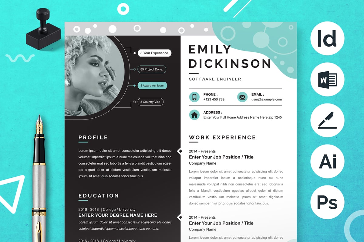 Template #374639 Page Resume Webdesign Template - Logo template Preview