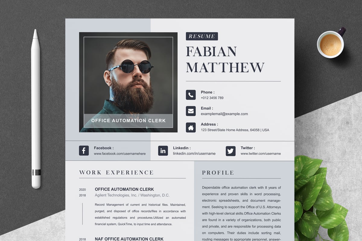 Template #374641 Page Resume Webdesign Template - Logo template Preview