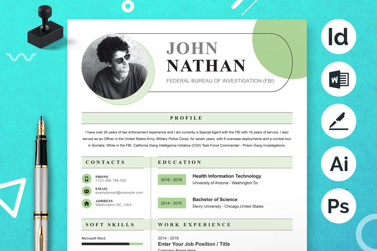 Template #374642 Clean Resume Webdesign Template - Logo template Preview