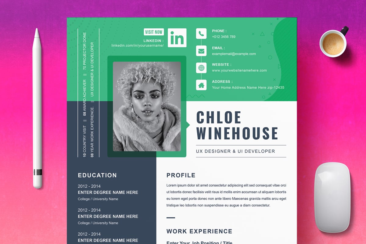 Template #374653 Page Resume Webdesign Template - Logo template Preview