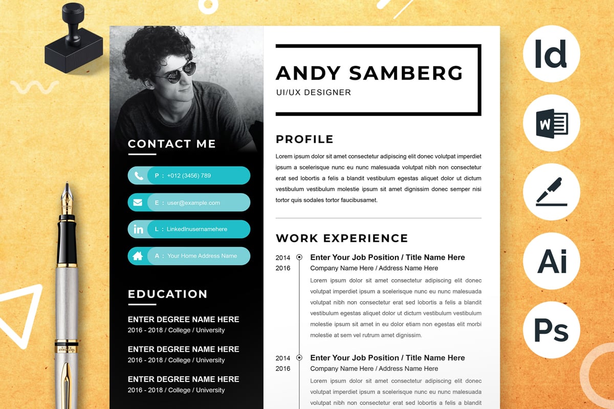 Template #374655 Page Resume Webdesign Template - Logo template Preview