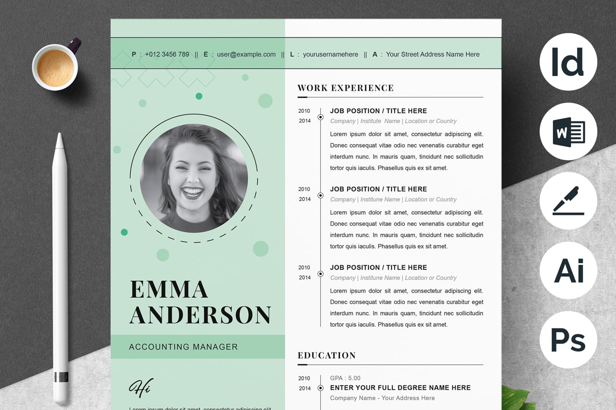Template #374657 Page Resume Webdesign Template - Logo template Preview