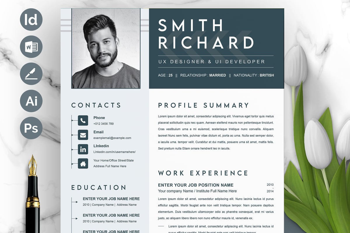 Template #374692 Page Resume Webdesign Template - Logo template Preview