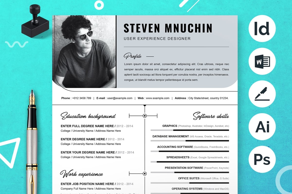 Template #374698 Resume Black Webdesign Template - Logo template Preview
