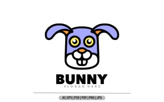 Bunny line simple mascot logo design