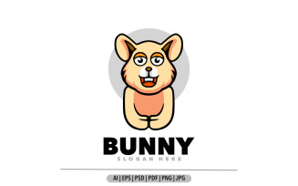 Bunny mascot cartoon logo design template