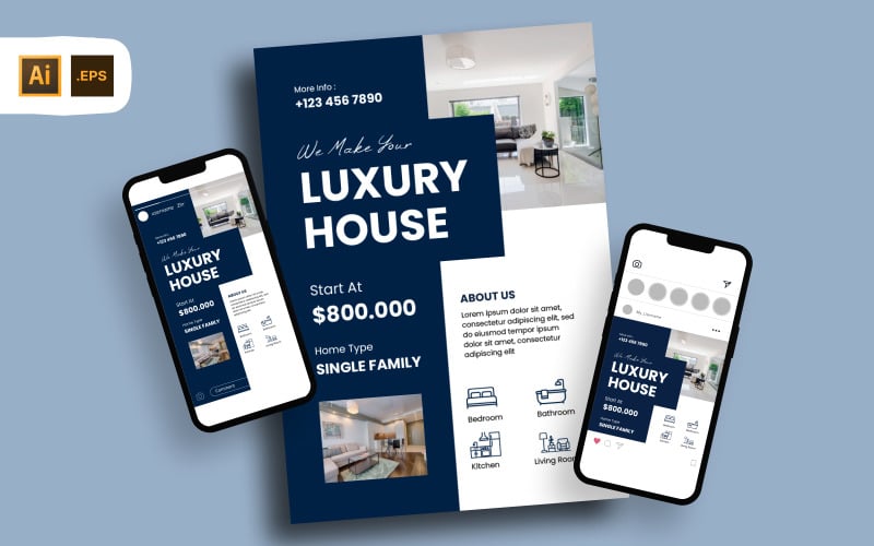 Family Luxury House Promotion Flyer Template Corporate Identity