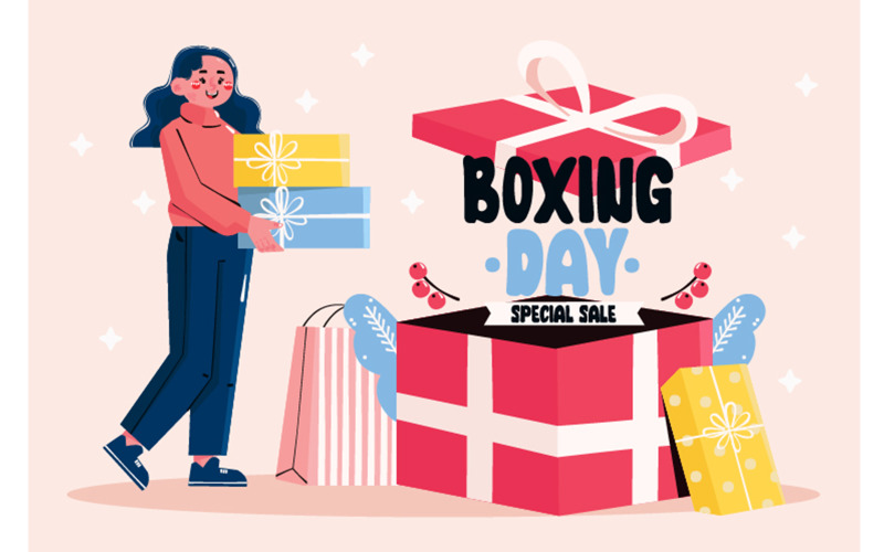 Hand Drawn Boxing Day Sale Background Illustration