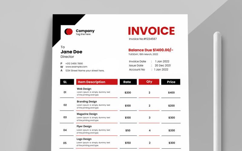 Invoice Design Templates Layout Corporate Identity