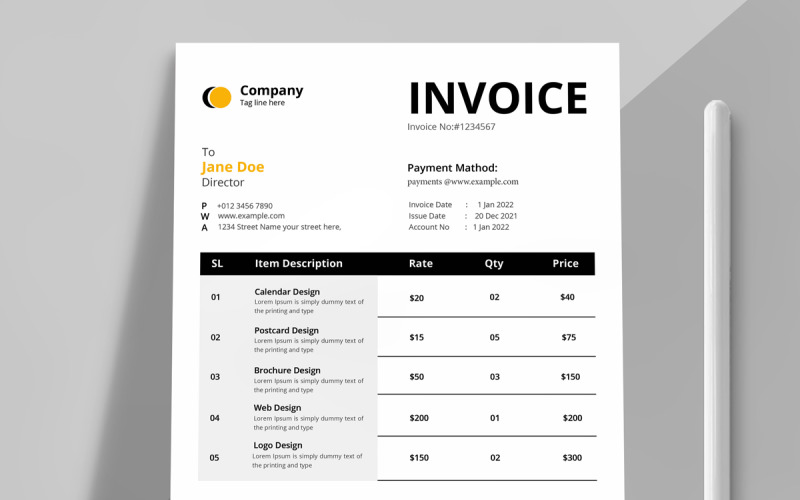 Invoice Template InDesign Corporate Identity