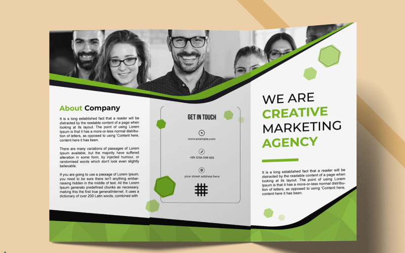 Marketing Agency Brochure Bi-Fold Template Corporate Identity
