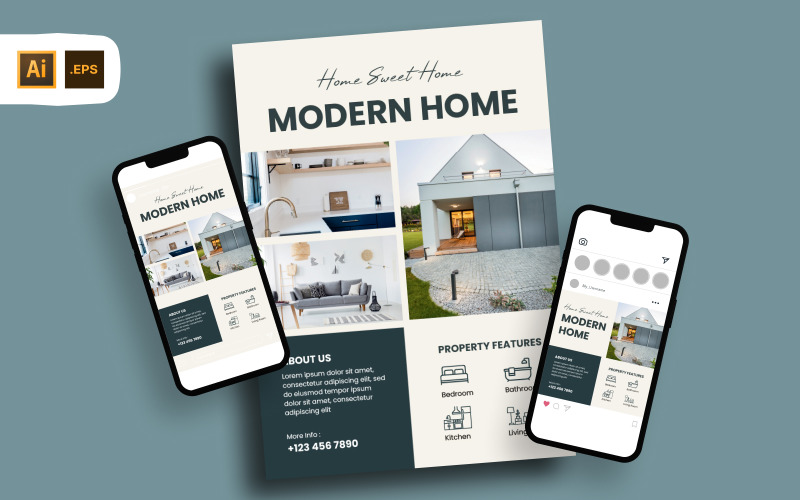Modern Home Real Estate Flyer Template Corporate Identity