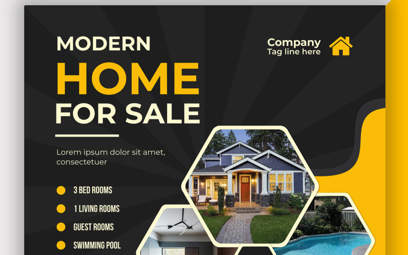 Modern House For Sale Real Estate Flyer Corporate Identity
