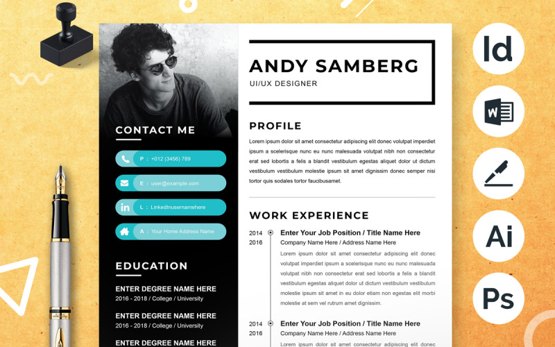 Modern Resume Template for Word & Pages