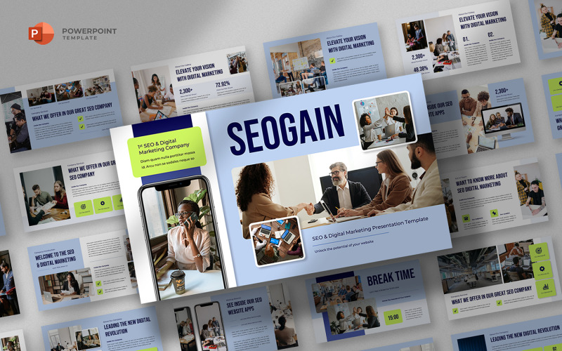 Seogain - SEO & Digital Marketing Powerpoint Template PowerPoint Template
