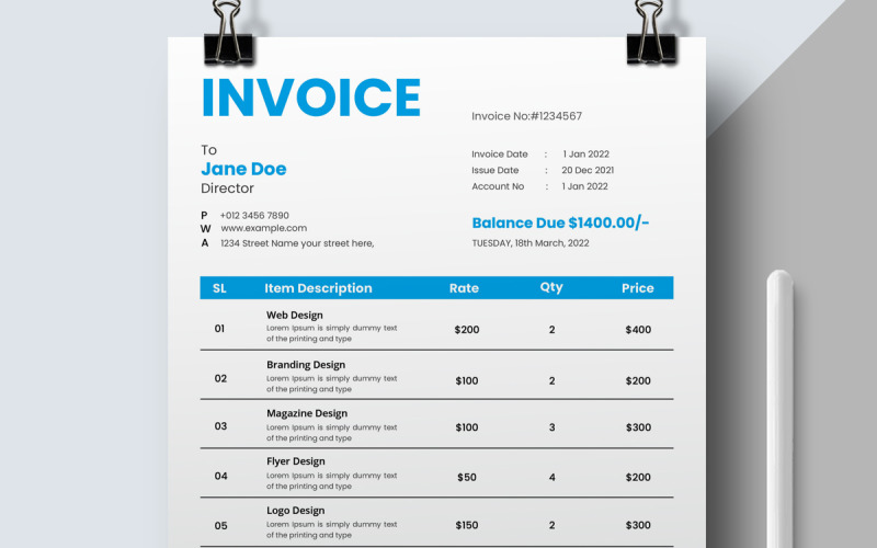 Simple Modern Invoice Templates Corporate Identity