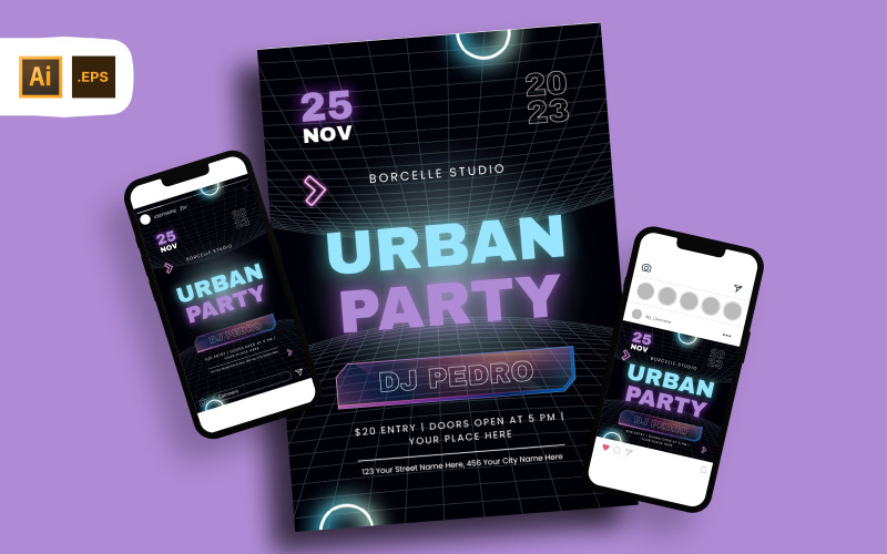 Y2K Urban Party Flyer Template Corporate Identity