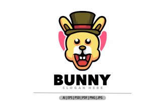 Bunny magician mascot cartoon logo design