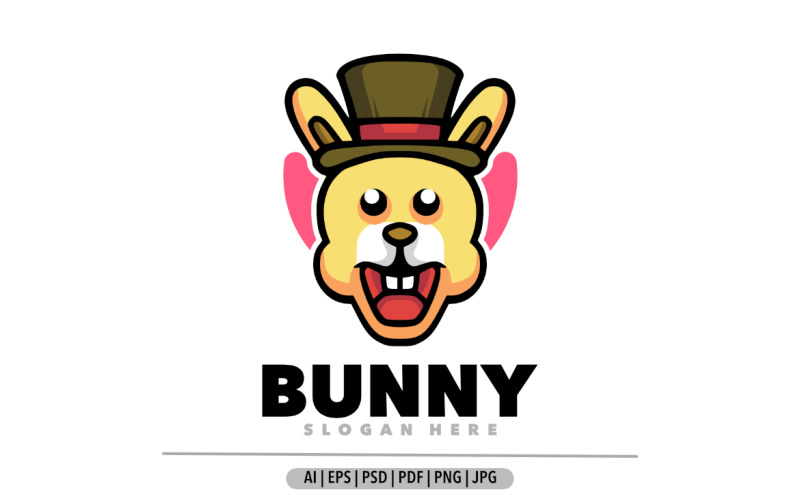 Bunny magician mascot cartoon logo design Logo Template