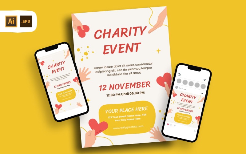 Decorative Charity Event Flyer Template Corporate Identity