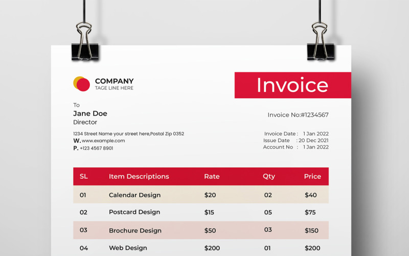Invoice Template Layout | InDesign Corporate Identity