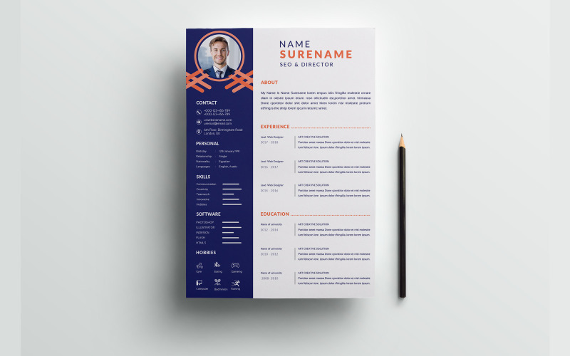 Modern resume curriculum Layout with Pink Accents Resume Template
