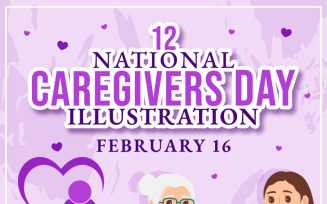 12 National Caregivers Day Vector Illustration