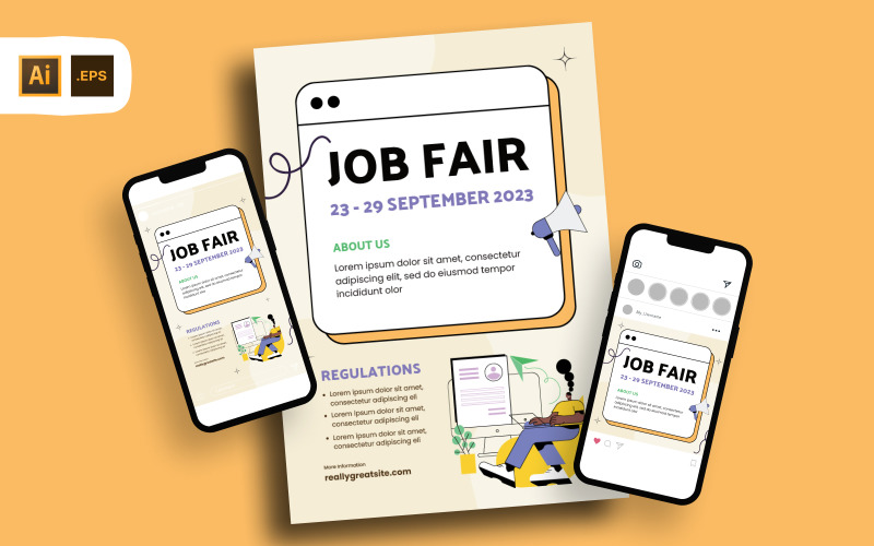Peach Minimalist Job Expo Flyer Template Corporate Identity