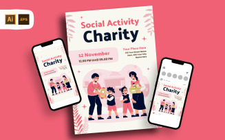 Pinkish Illustrative Social Charity Flyer Template
