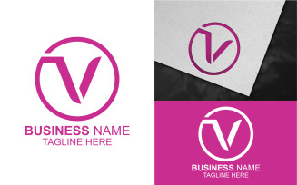 Circle V Letter Logo Template Design