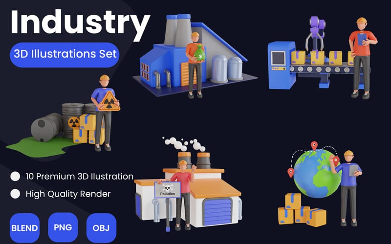 3D Illustration of Industry Model