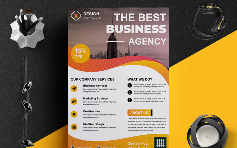 Marketing Agency Flyer Design Template Layout Corporate Identity