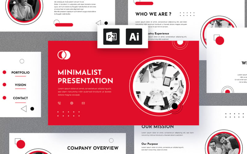 Minimal Presentation Template With Rad Color PowerPoint Template