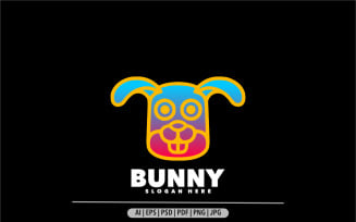 Rabbit gradient design logo template