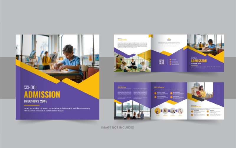 Back to school square trifold brochure design or Education Prospectus Brochure Corporate Identity
