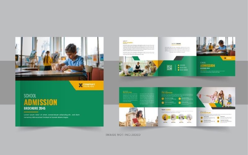 Back to school square trifold brochure design template layout or Education Brochure layout Corporate Identity