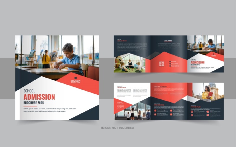 Back to school square trifold brochure design template layout or Education Prospectus Brochure Corporate Identity