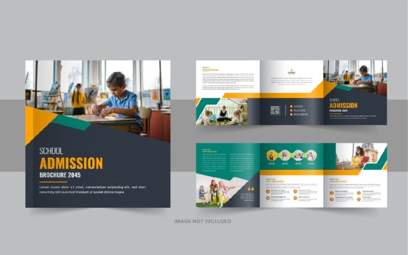 Back to school square trifold brochure or Education Prospectus Brochure layout Corporate Identity