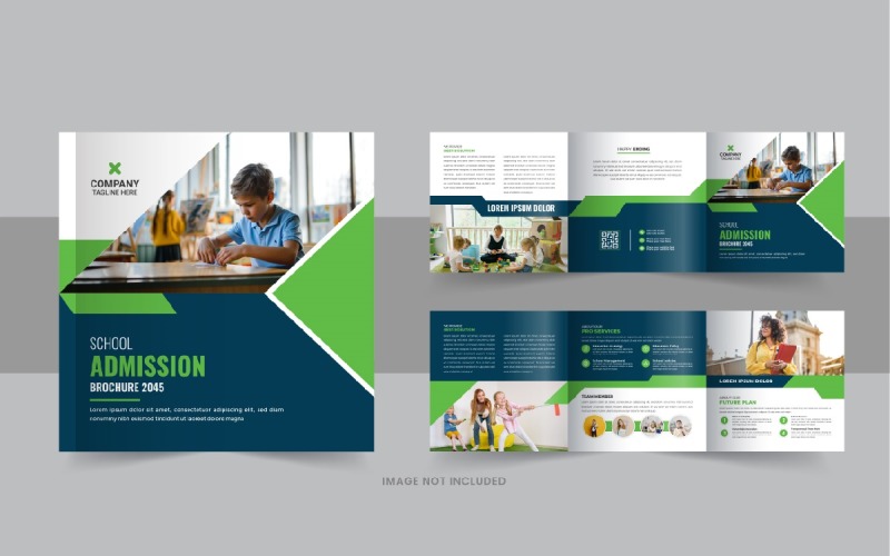 Back to school square trifold brochure or Education Prospectus Brochure Corporate Identity